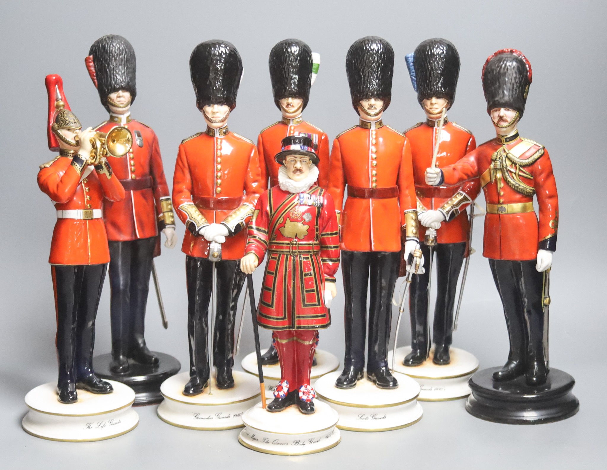 Eight limited edition ceramic figures by Michael Sutty, comprising 'Grenadier Guards 1980's', no. 221/250